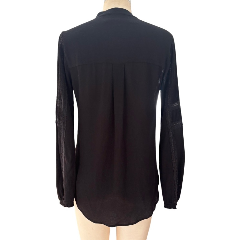 Veronica Beard Eva Tie Neck Lace Accent Blouse in Black Size 4 - Picture 6 of 13